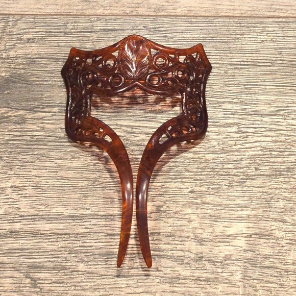 Antique Celluloid Hair Comb Faux Tortoiseshell  Victorian Revival Hair Accessory main image 11